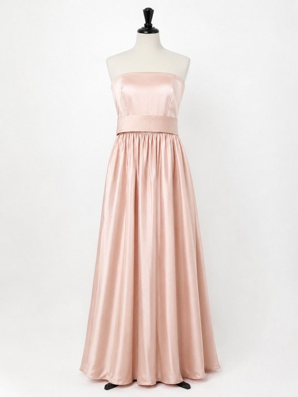 White Vera Wang Blush Satin Strapless Formal Bridesmaid Gown 54" Size 6 Pockets